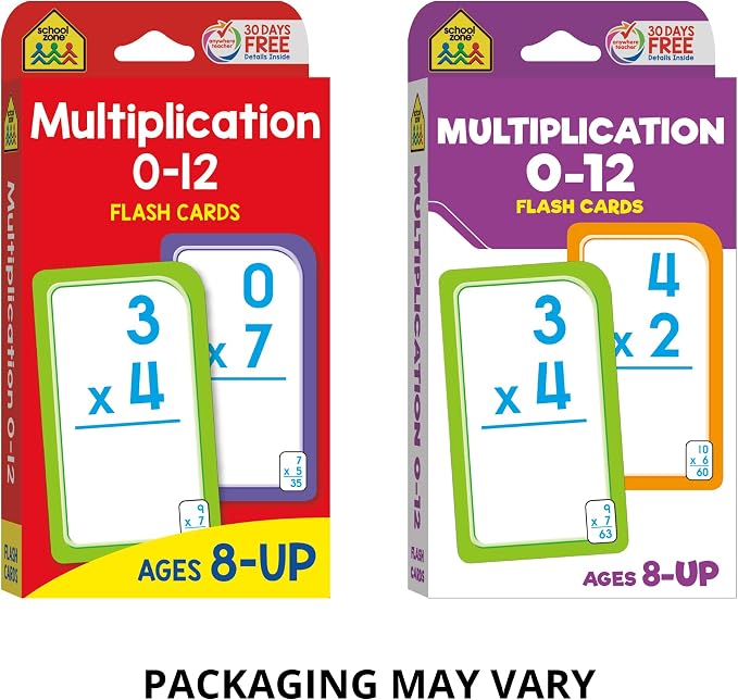 School Zone Multiplication 0-12 Flash Cards