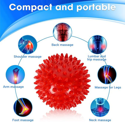 3 Pack Spiky Hard Massage Balls, Massager Rollers for Plantar Fasciitis,Muscle Soreness Massager Ball - Exercise, Neuro-Balance, Physical Therapy, 3 inches