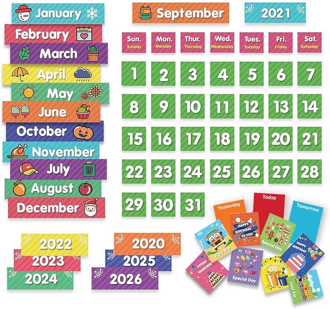 Eamay Calendar Pocket Chart Cards and Classroom Calendar Cards Kit for Homeschool -71cards (71)