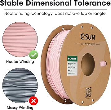 eSUN Matte PLA Filament 1.75mm, Matte 3D Printer PLA Filament, 1KG Spool 3D Printing Filament for 3D Printers, Paper Reel, Peach Pink