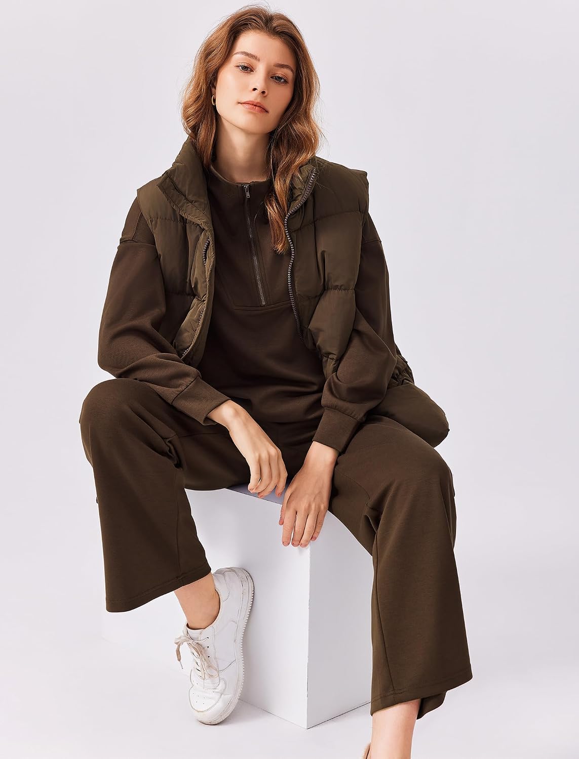 2 Piece Sets for Women 2025 Fall Outfits Sweatsuit Loose Fit Sweatshirt Wide Leg Sweatpants Matching Set Tracksuit