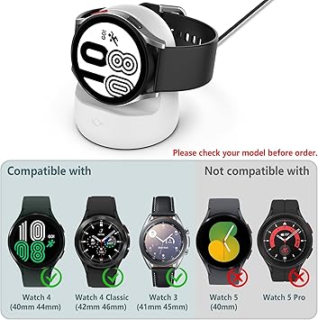 GeeRic Charging Dock Holder Compatible with Galaxy Watch 4Classic, Charger Stand Compatible with Galaxy Watch 3Active 2Active(40mm,44mm), Charger Bracket with Cable Management Slot White