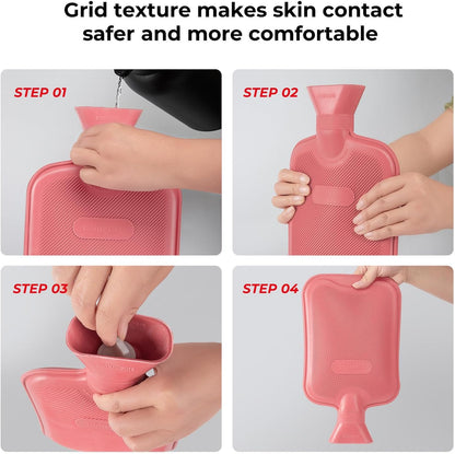 Premium Classic Rubber Hot Water Bottle (Red)