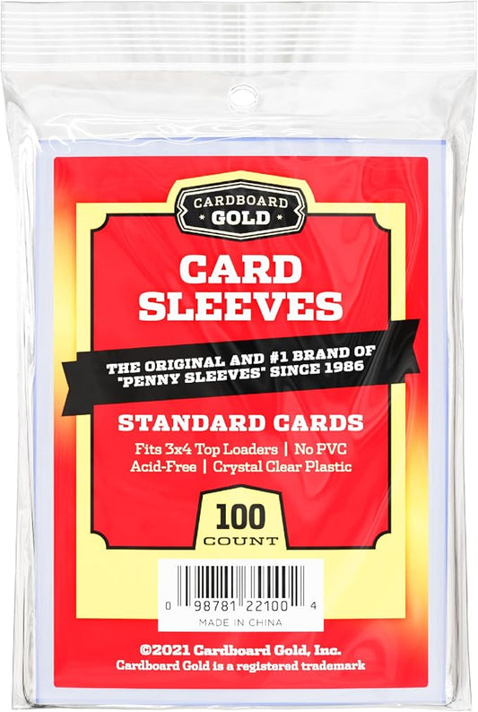 Cardboard Gold Penny Sleeves for Trading Cards - 100 Count Standard Size