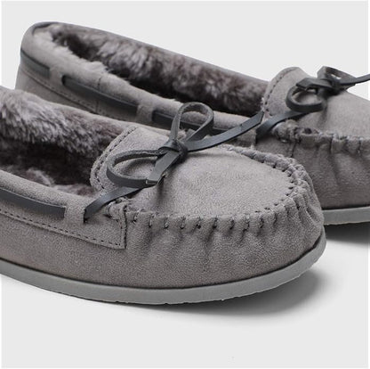 KOLILI Womens Faux Fur Moccasin Slippers, Indoor Outdoor Warm & Cozy House Shoes with Durable Rubber Sole