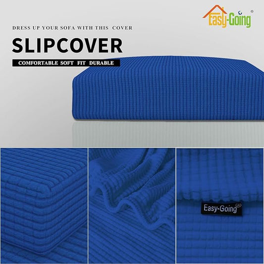Easy-Going Stretch Loveseat Cushion Cover Sofa Cushion Furniture Protector Sofa Seat Sofa Slipcover Sofa Cover Soft Flexibility with Elastic Bottom(Loveseat Cushion, Classic Blue)