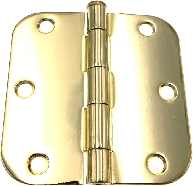 Warwick 3 12" Door Hinges 3.5 x 3.5 Inch, Rounded 58" Radius Corner, Polished Brass BDA3012PB