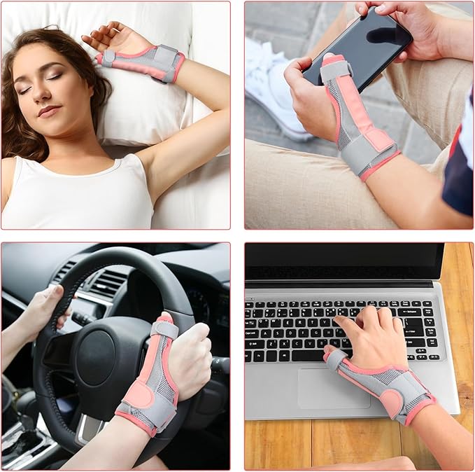 Cozyhealth Thumb Brace for Men and Women, CMC Joint Thumb Spica Splint for Pain Relief, Tendonitis, Thumb Wrist Stabilization Support for Right or Left Hand (Pink)