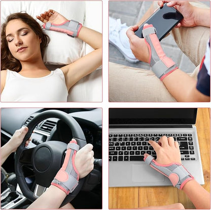 Cozyhealth Thumb Brace for Men and Women, CMC Joint Thumb Spica Splint for Pain Relief, Tendonitis, Thumb Wrist Stabilization Support for Right or Left Hand (Pink)