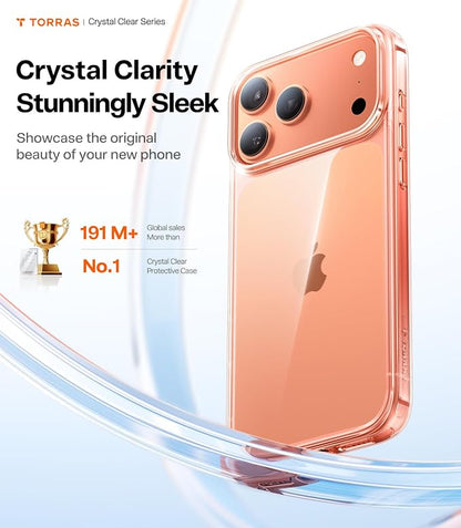 TORRAS for iPhone 17 Pro Case Crystal Clear, Upgraded Anti-Yellowing, Military-Grade Protection, Ultra Transparent Slim Case for iPhone 17 Pro Phone Case, Soft Bumper, Anti-Scratch, Clear, 6.3''