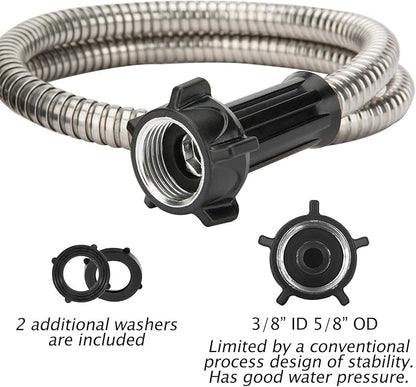 Yanwoo 304 Stainless Steel 30 Feet Garden Hose with Female to Male Connector, Water Hose, Metal Hose, Outdoor Hose (30ft)