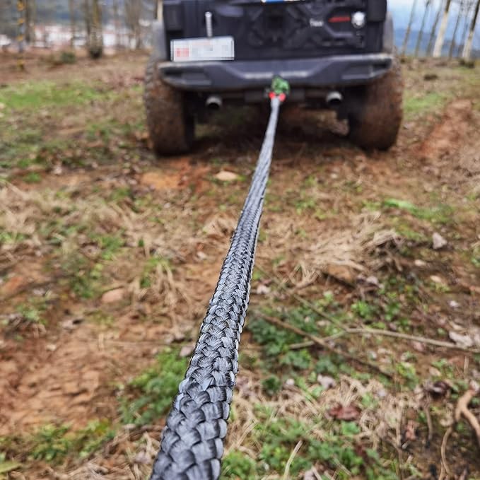 Ucreative 1" x 30' Kinetic Recovery & Tow Rope Kit Max 48,000 lbs Breaking Strength with 2PCS Synthetic Soft Shackles for Off-Road Vehicle 4WD Pick Up Truck SUV (Gray)