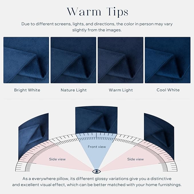Phantoscope Pack of 2 Velvet Decorative Throw Pillow Covers Soft Solid Square Cushion Case for Couch Navy Blue 12 x 20 inches 30 x 50 cm