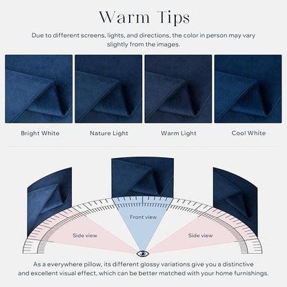 Phantoscope Pack of 2 Velvet Decorative Throw Pillow Covers Soft Solid Square Cushion Case for Couch Navy Blue 12 x 20 inches 30 x 50 cm
