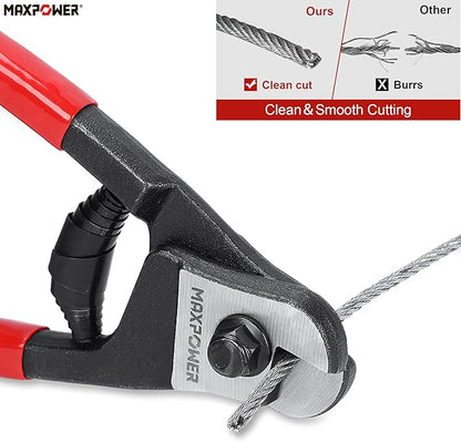 MAXPOWER Wire Cutter, 8-Inch Wire Rope Cutters for Steel Wire, Wire Seals, Aircraft Bicycle Cable, Cable Cutter Cuts Up to ¹³/??"(5mm