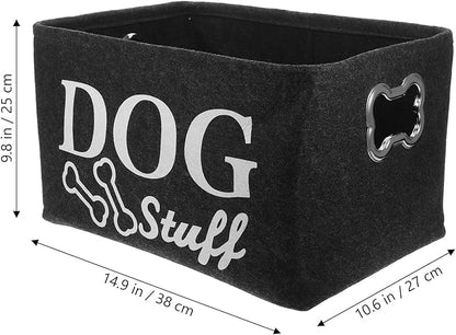 Alipis 1Pc Dog Toy Storage Basket - Durable Felt Organizer Box for Pet Toys, Living Room, Dark Grey