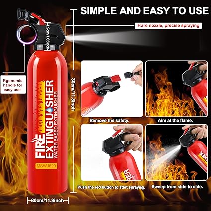 Fire Extinguisher for Boat - 1 Pack Fire Extinguisher for Home with Mount, 620ml Small House Fire Extinguishers for Kitchen Vehicle Car UTV RV, Portable Water-Based Fire Extinguisher for ABCK Fire