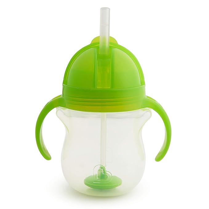 Munchkin Any AngleN Sippy Cup for Toddlers, Weighted Straw Trainer Cup with Click LockN Lid, 7 Ounce, Green