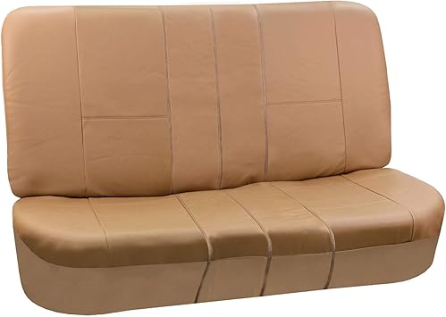 FH-PU002-1010 Classic Exquisite Leather Bench Seat Covers, Split Bench, Solid Beige color