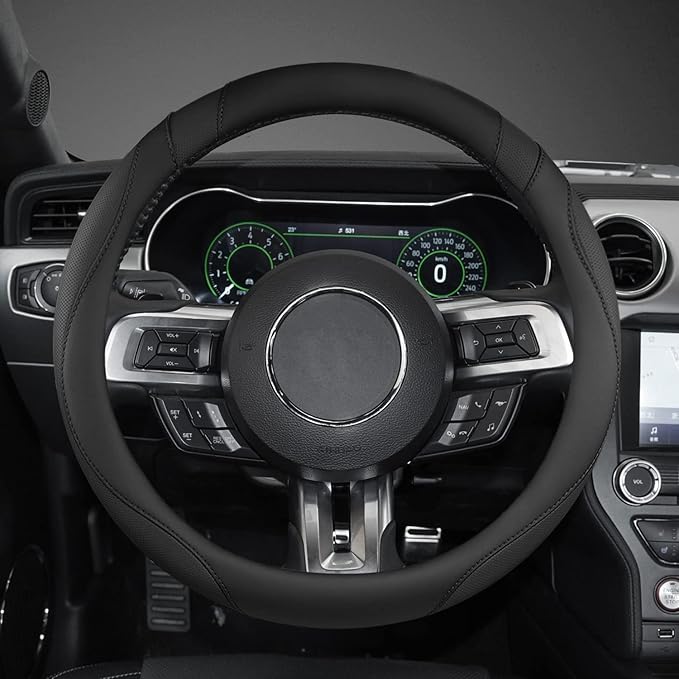 West Llama Car Steering Wheel Cover for Ford Escape,Explorer,Fusion,Focus,Bronco,Transit,Edge(Black- Standard Size)