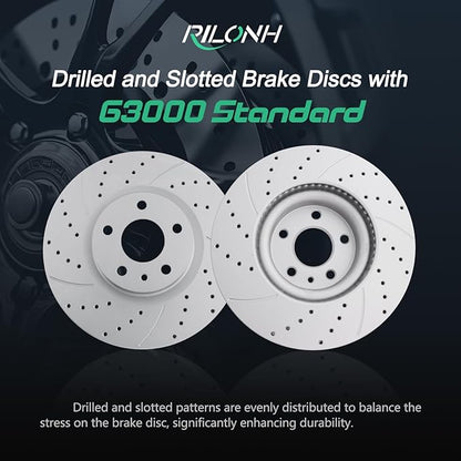Front Drilled and Slotted Brake Disc Brake Rotors 54196 11.81 inch / 300 mm Fit for FORD FUSION 2013-2020, LINCOLN MKZ 2013-2016 | 2013 2014 2015 2016 2017 2018 2019 2020