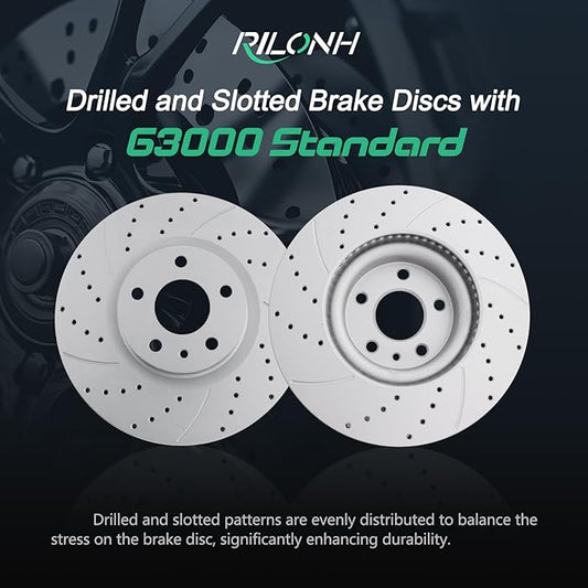 Front Drilled and Slotted Brake Disc Brake Rotors 54196 11.81 inch / 300 mm Fit for FORD FUSION 2013-2020, LINCOLN MKZ 2013-2016 | 2013 2014 2015 2016 2017 2018 2019 2020