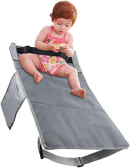 Kids Airplane Seat Extender Travel Bed, Nylon Airplane Foot Rest, Gray
