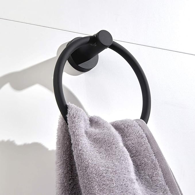 BGL 304 Stainless Steel Towel Ring Hanging Round Simple Black Towel Circular Holder