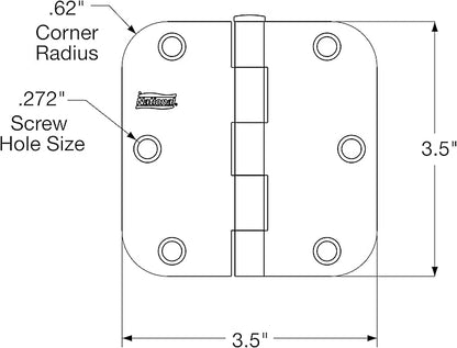 National Hardware N830-197 512R58 Door Hinges in Oil Rubbed Bronze, 3-12"