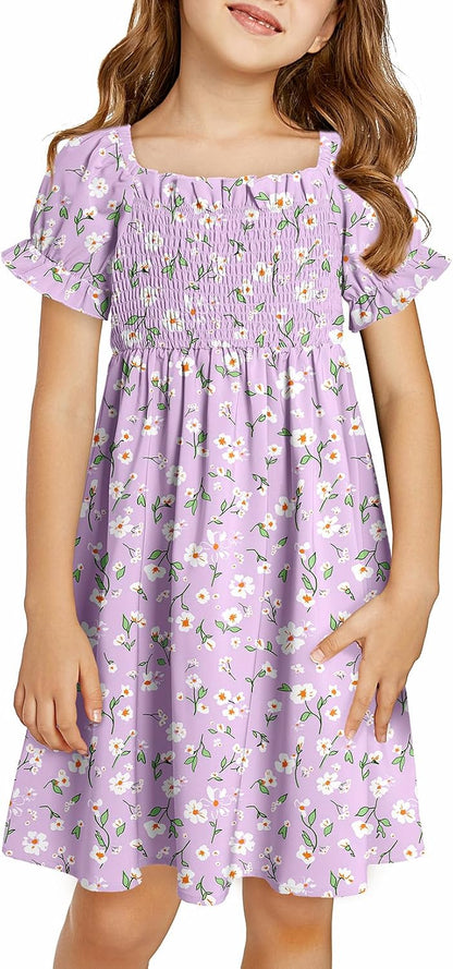 Girls Summer Dress Tween Floral Boho Dresses Size 4-13 Years