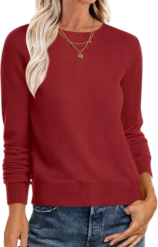 ANRABESS Sweaters for Women Long Sleeve Lightweight Crewneck Soft Basic Knit Loose Fit Pullover Top 2026 Fall Trendy Outfits