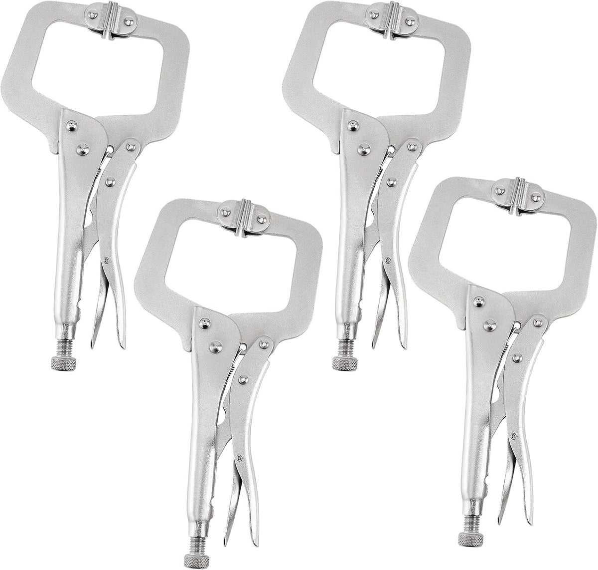 SINJEUN 4 PCS 11 Inch C Camp Locking Plier, Heavy Duty Locking Pliers With Swivel Pads, Welding Vise Grip Pliers for Woodworking, 3.15 Inch Wide Opening Jaw (Has Slight Scratches)
