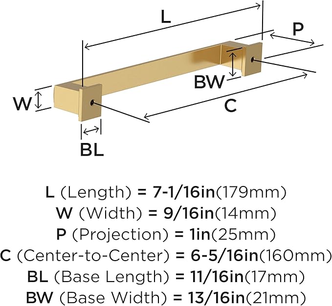 Amerock BP37360CZ  Champagne Bronze Cabinet Pull  6-516 in (160 mm) Center-to-Center Cabinet Handle  Appoint  Drawer Pull  Kitchen Cabinet Handle  Furniture Hardware