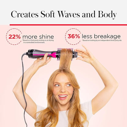 REVLON One-Step Volumizer Hair Dryer and Styler, Improved Motor for Less Frizz, More Shine, and Reduced Heat Damage for Salon Style Round Brush for Blowout(Black)