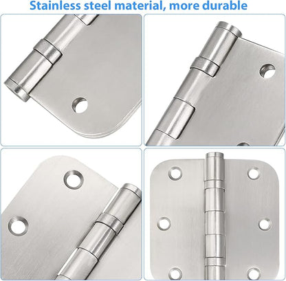 Stainless Steel Door Hinges, 3.5''X 3.5'' Ball Bearing Hinges, Commercial Grade Heavy Duty Hinges with 58 Inch Radius Corners, Door Interior Metal Hardwares, 3 Pack (Silver)