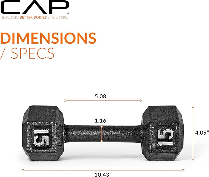 CAP Barbell Cast Iron Hex Dumbbell | Multiple Options (15lb)