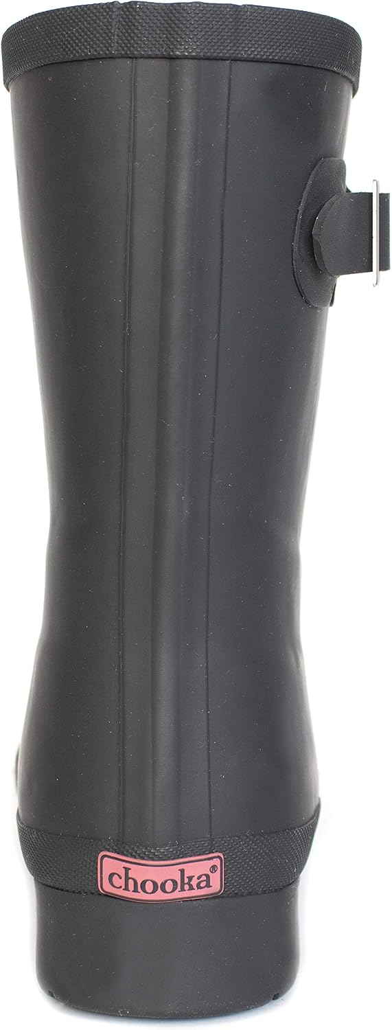Waterproof rain boots from Chooka with cozy lining, memory foam insole, and durable rubber outsole for dry, comfortable wear.