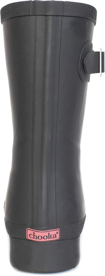 Waterproof rain boots from Chooka with cozy lining, memory foam insole, and durable rubber outsole for dry, comfortable wear.