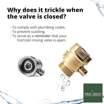 High Sierra® - Shower Head Pause & Pressure Control Valve - Solid Metal – Push-Button Valve Easily Controls the Flow of Water or Shuts It Off to Just a Trickle - Polished Chrome Finish