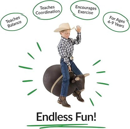 Big Country Toys Bouncy Bull Kids Toys - Rodeo Ride On Toys for Ages 3 - Bouncy Animals for Toddlers - Inflatable Kids Hopper Toy with Hand Pump