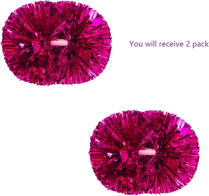 2 Pack Pom Poms Cheerleading, Cheerleading Pom Poms for Girls with Baton Handle, Cheer Pompoms for Sports Team Spirit Cheering, Pompoms Cheerleader Kids