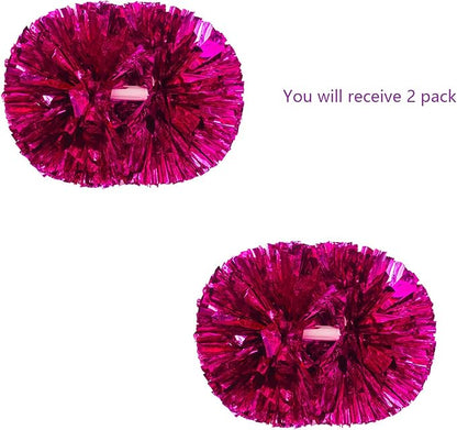 2 Pack Pom Poms Cheerleading, Cheerleading Pom Poms for Girls with Baton Handle, Cheer Pompoms for Sports Team Spirit Cheering, Pompoms Cheerleader Kids