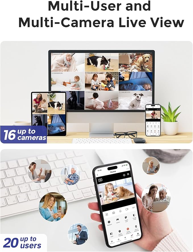 Hugolog 3K Security Camera 2.45 GHZ with 32 GB SD Card Indoor PanTilt,AI Sound Processing Ideal for Baby MonitorPet CameraHome Security with 12Zoom,Starlight Color Night Vision