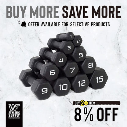 CAPHAUS Black Neoprene Coated Hex Dumbbells, Set of 2 for Home Gym Equipment, Hand Weights Set for Exercise, Workout, Body Building, Weight lost & Strength Training, Size Options Available
