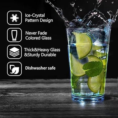 Unbreakable Plastic Drinking Glasses Set of 6 Shatterproof Tumblers, Reusable Glass Cups, Dishwasher Safe (16 Ounces)