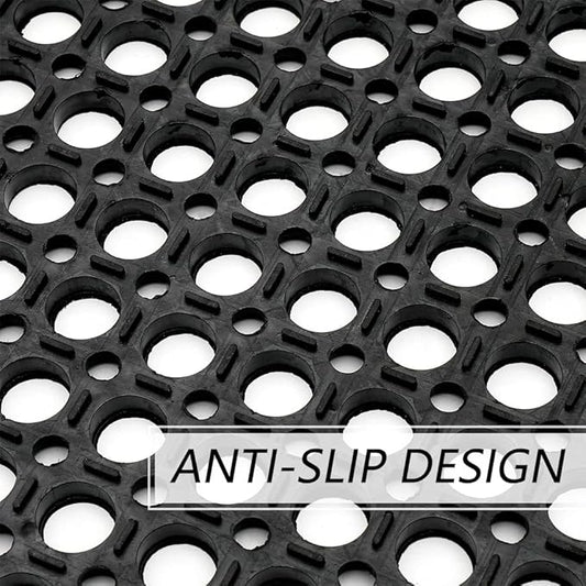 Anti-Fatigue Rubber Floor Mat - NANBOWANG Commercial Grade Grease Resistant Non-Slip Recycle Tyre Floor Mats for Restaurant Kitchen Bar Garden Outdoor Wet Area (36"x 60") Black