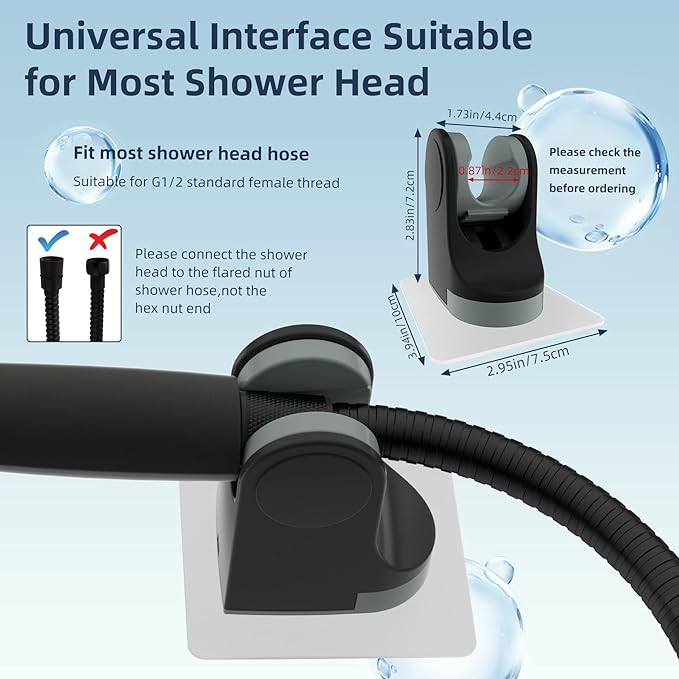 Hibbent Showerhead Holder, Strong Adhesive and Waterproof Handheld Shower Holder and Bracket, Height Adjustable Shower Wand Holder, Wall Mount, No Drilling, Oil Rubbed Bronze