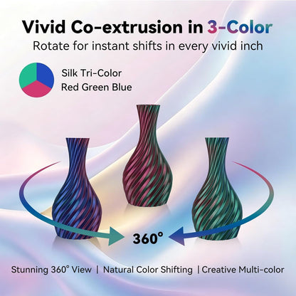 PLA Filament, Multicolor Silk PLA Filament, Tri Color 3D Printer Filament, 1.75 mm, Dimensional Accuracy +/- 0.03 mm, 1kg Spool(2.2lbs), Red Blue Green