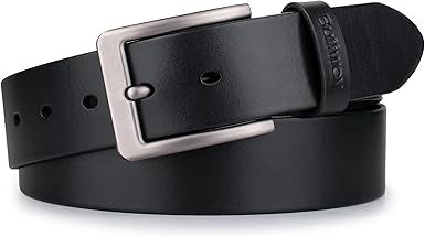 Buffway Leather Belt for Men - Durable Full Grain Men's Belt 1.5", Versatile for Daily Use, with Gift Box