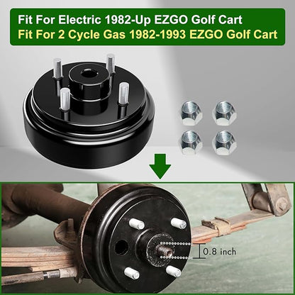 Golf Cart Brake Drum Hub Assembly Compatible with EZGO TXT 1982-Up Electric Vehicles Models,Replaces 19186-G1 19186-G1P 17082-G2 17298-G1